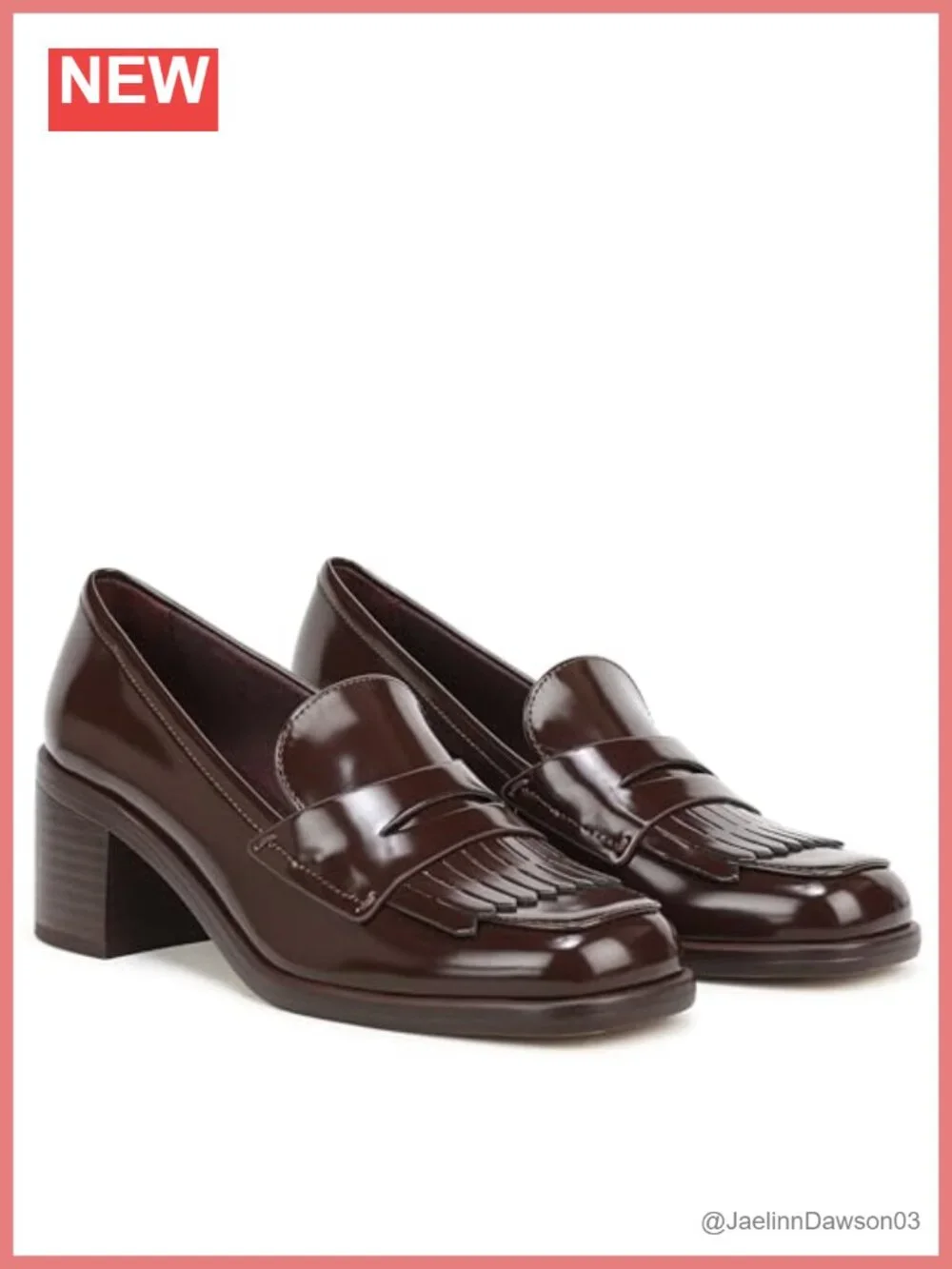 Franco Sarto Elian Block Heel Slip-On Loafer Square Toe PU Leather